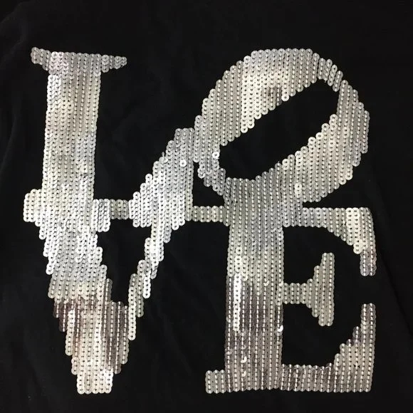 D&G DOLCE & GABBANA Italy Black Silver LOVE Sequin Long Sleeve Shirt - Picture 4 of 8